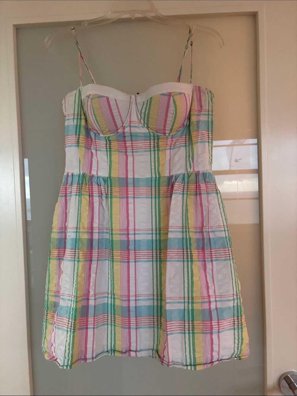 Lilly Pulitzer Pastel Plaid Mini Dress in White, Pink, Yellow, Green, Blue